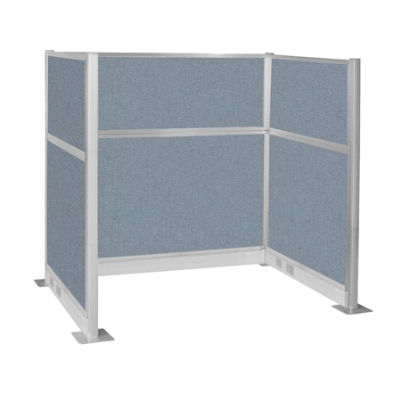 Versare Pre-Configured Hush Panel Electric Cubicle (U Shape) 6' x 4' Powder Blue Fabric 1859349